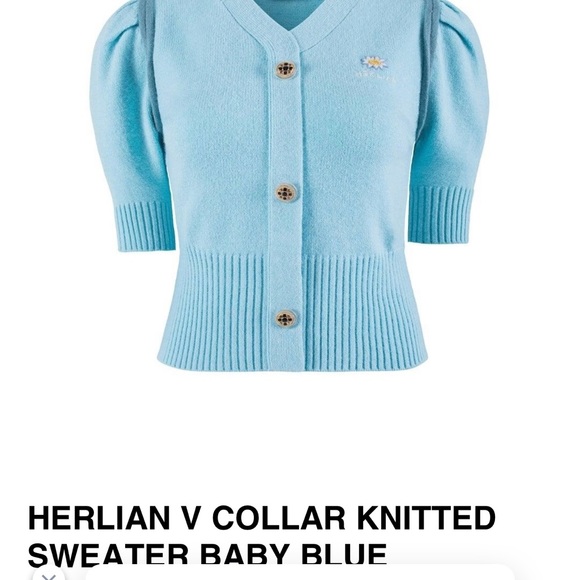 Herlian V Collar Knitted Sweater Baby Blue - Picture 6 of 9